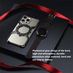 Protective Apple iPhone Back Cover - King X Mechanical Gear With Pivot Ring Stand Case For iPhone - Style 14