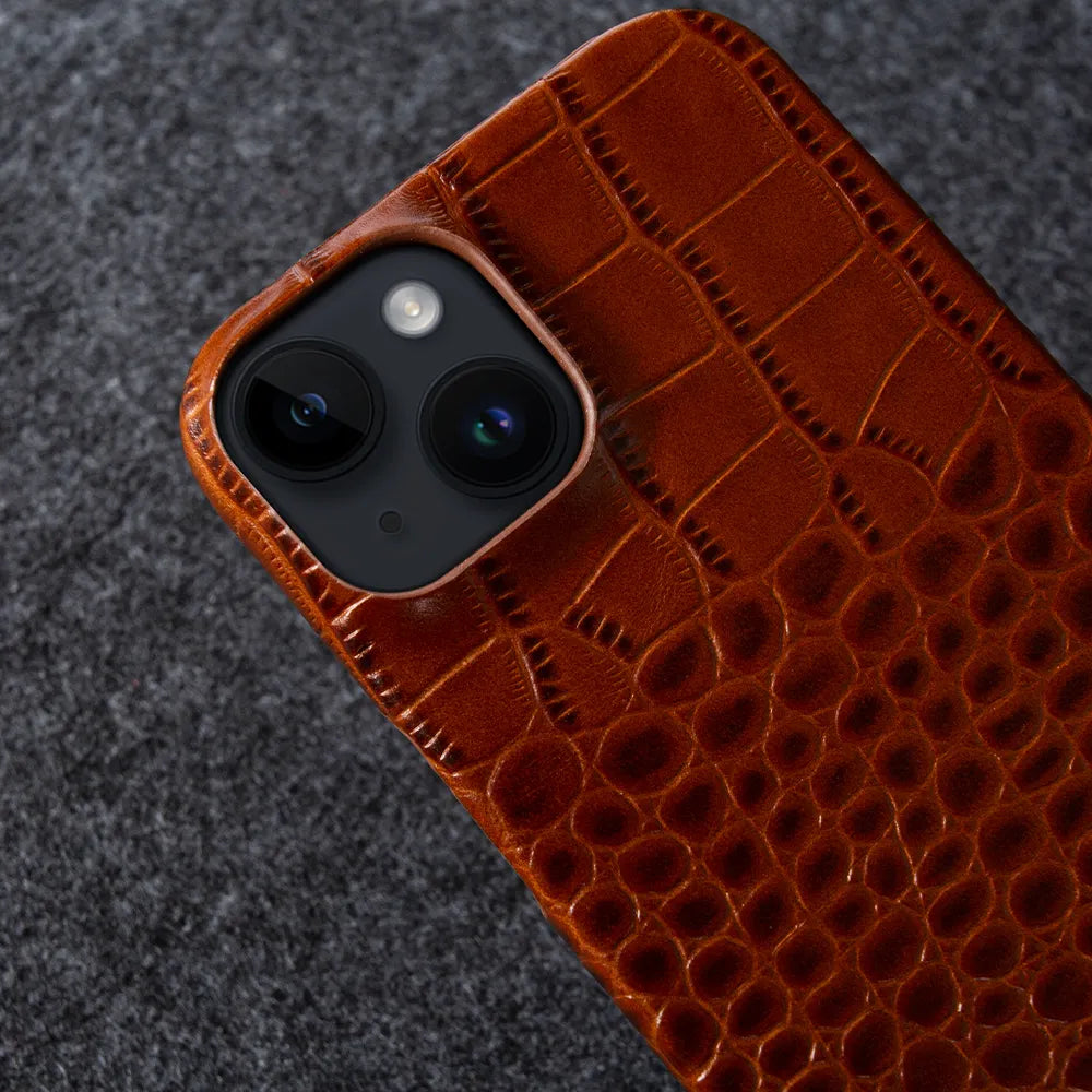 Luxury Real Leather Phone Case with MagSafe (Crocodile Pattern)