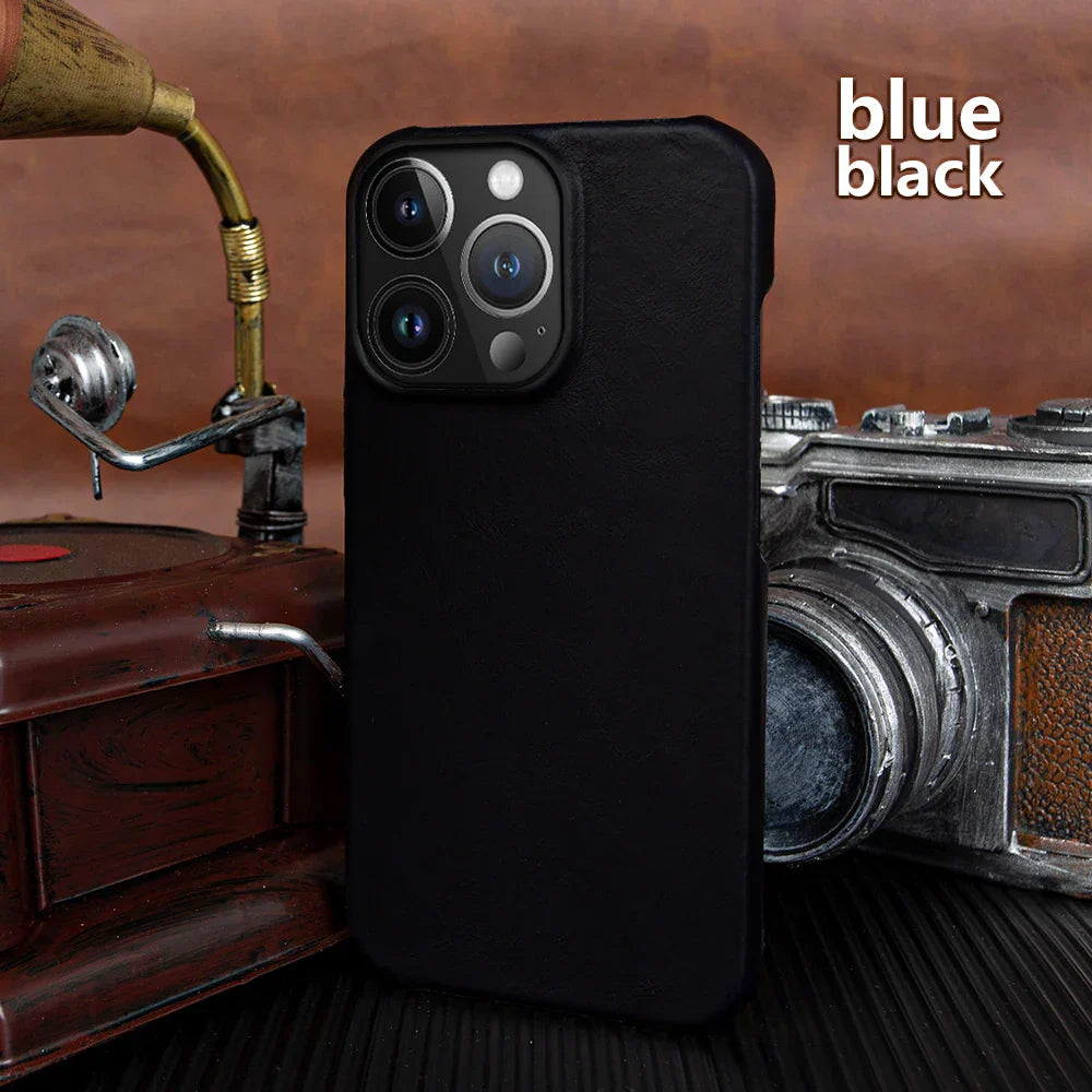 Luxury Real Leather Phone Case With MagSafe (Oil Wax Pattern)