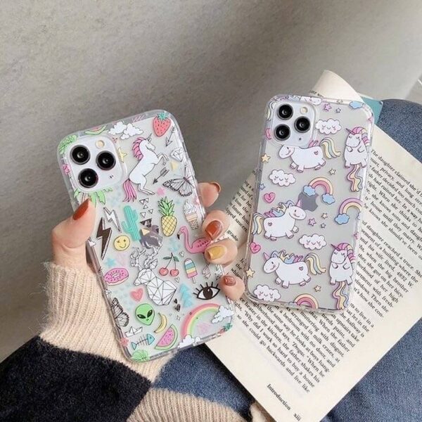 Rainbow Unicorn Doddle Art Custom Slim Soft Cases Mobile Case by CoverMeUp