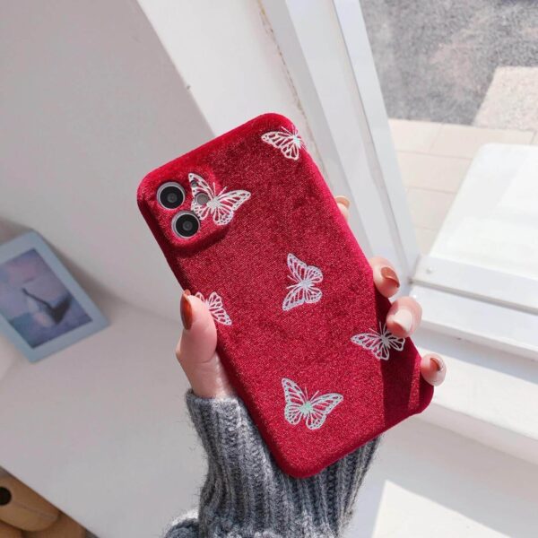 Butterfly Velvet Fabric Classy Soft Case