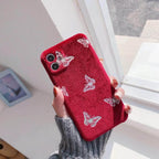 Butterfly Velvet Fabric Classy Soft Case Mobile Case by CoverMeUp - Style 3