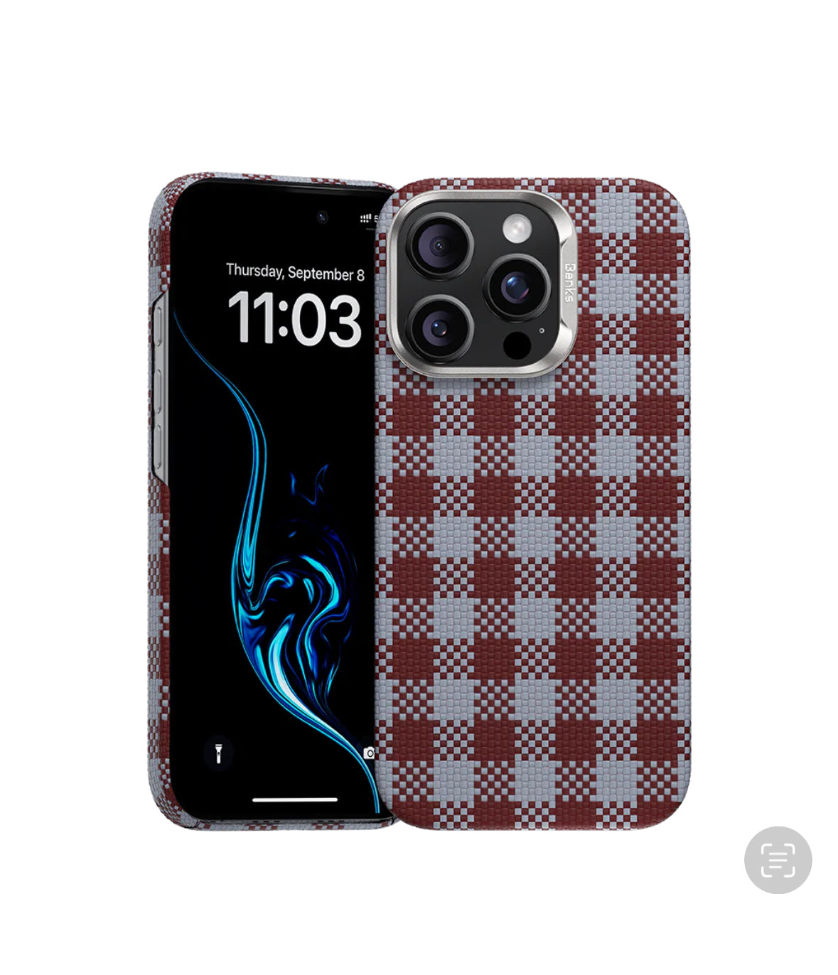 Protective Apple iPhone Back Cover - BENKS ArmorVichy Case Aramid Carbon Fibre Built with Kevlar® for iPhone 16 Pro Max (RED)