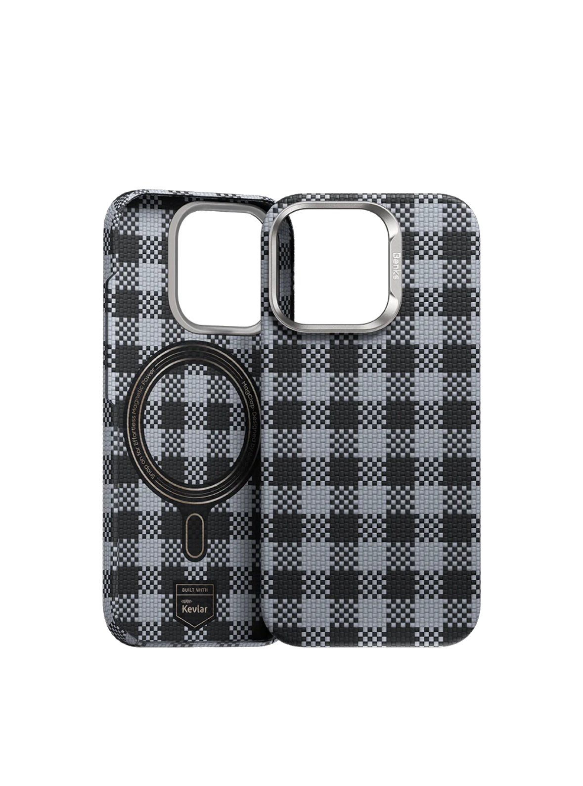 Protective Apple iPhone Back Cover - BENKS ArmorVichy Case Aramid Carbon Fibre Built with Kevlar® for iPhone 16 Pro (BLACK) - Style 2