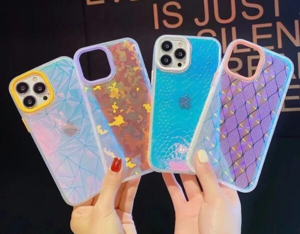 Protective Apple iPhone Back Cover - Luxury iPhone Rainbow Laser Soft Phone Case Cover For iPhone 11 12 12Pro 12ProMax 13 13Pro 13ProMax 14Plus 15Plus - Style 4