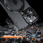 Protective Apple iPhone Back Cover - Metallic Frameless Corner Bumper Case with Magsafe Stand Function Case for iPhone 15 Pro Max (BLACK) - Style 6