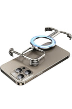 Protective Apple iPhone Back Cover - Metallic Frameless Corner Bumper Case with Magsafe Stand Function Case for iPhone 15 Pro Max (Natural Titanium)