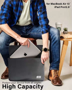 Santa Barbara Polo Matte Black PU Leather Macbook Sleeve for Macbook 13"/ iPad Pro 12.9 Mobile Case by CoverMeUp - Style 4