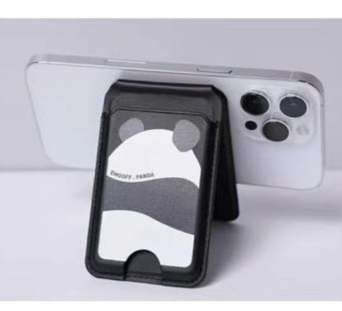 EMO OFF Big Panda Design Leather Magsafe Wallet Mobile Case by CoverMeUp