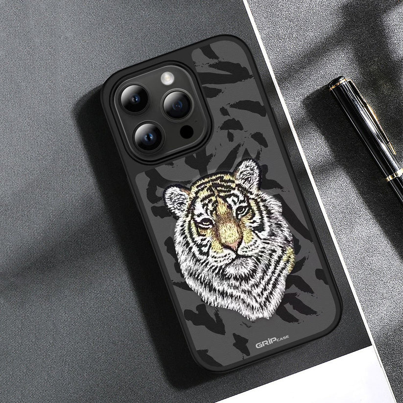 Tiger Savana Series Leather Back Case Compatible with iPhone