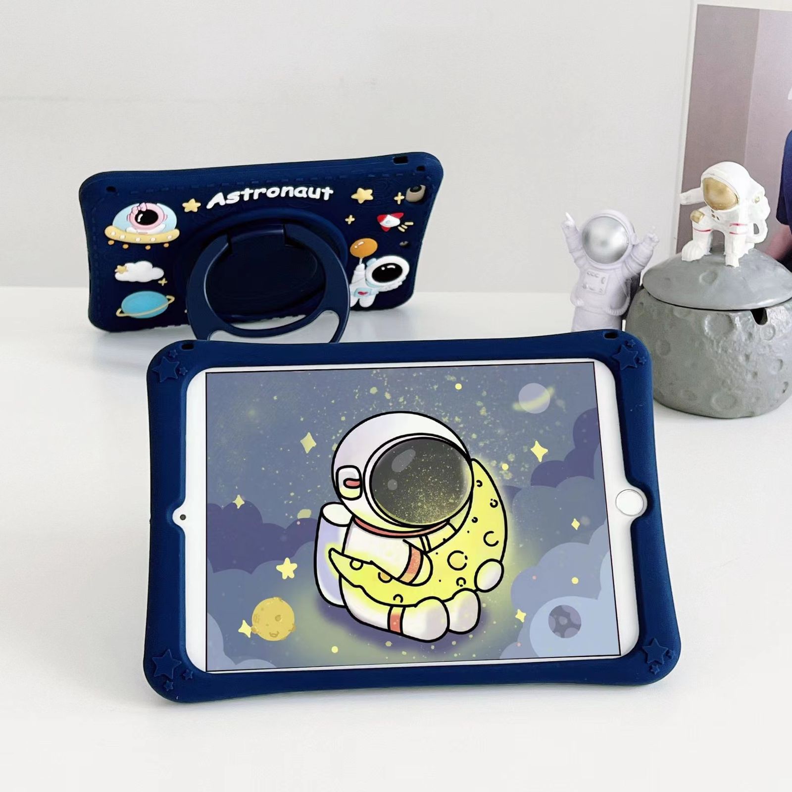 Cartoon Silicone Child Protective Cover for iPad 10.9 (Air 4, Air 5) with Adjustable Stand Cover, Cute Cartoon Design Shockproof Silicone Case