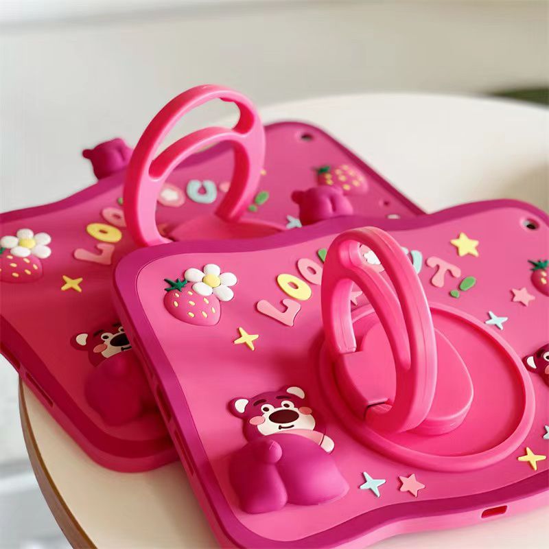 Cartoon Silicone Child Protective Cover for iPad 9.7 with Adjustable Stand Cover, Cute Cartoon Design Shockproof Silicone Case