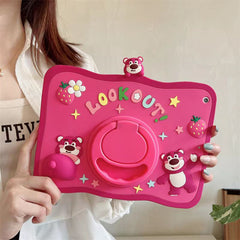 Cartoon Silicone Child Protective Cover for iPad 10.2 with Adjustable Stand Cover, Cute Cartoon Design Shockproof Silicone Case