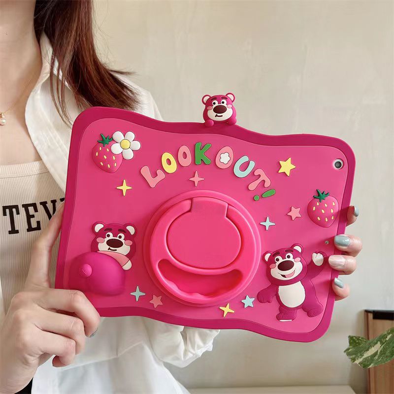 Cartoon Silicone Child Protective Cover for iPad 9.7 with Adjustable Stand Cover, Cute Cartoon Design Shockproof Silicone Case