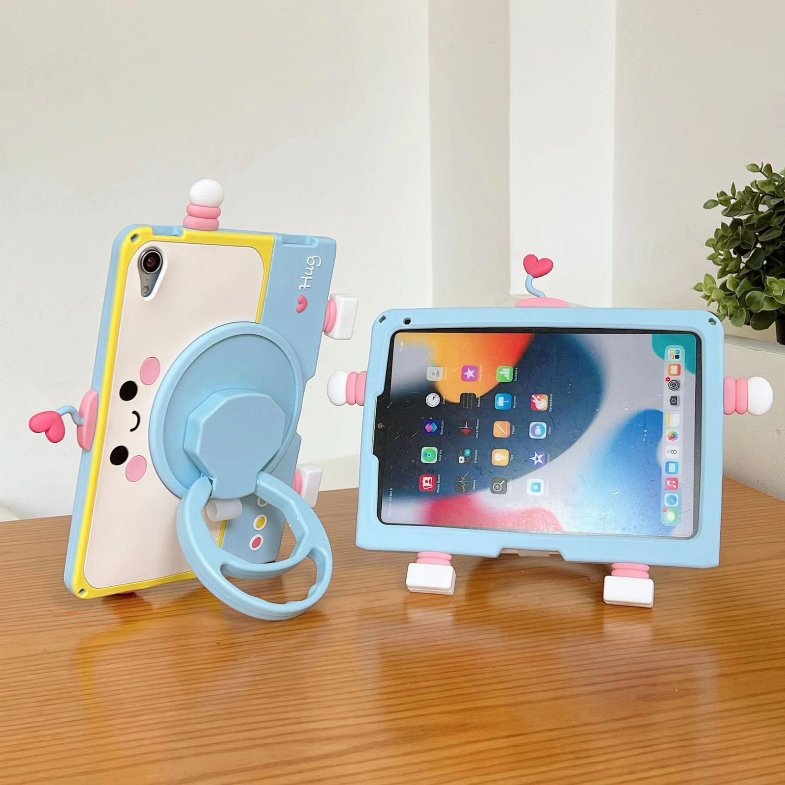 Cartoon Silicone Child Protective Cover for iPad 10.9 (10th Gen) with Adjustable Stand Cover, Cute Cartoon Design Shockproof Silicone Case