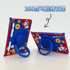 Cartoon Silicone Child Protective Cover for iPad 9.7 with Adjustable Stand Cover, Cute Cartoon Design Shockproof Silicone Case