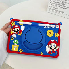 Cartoon Silicone Child Protective Cover for iPad 9.7 with Adjustable Stand Cover, Cute Cartoon Design Shockproof Silicone Case