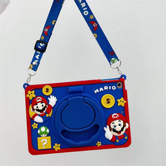 Cartoon Silicone Child Protective Cover for iPad 9.7 with Adjustable Stand Cover, Cute Cartoon Design Shockproof Silicone Case
