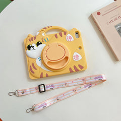 Cartoon Silicone Child Protective Cover for iPad 9.7 with Adjustable Stand Cover, Cute Cartoon Design Shockproof Silicone Case