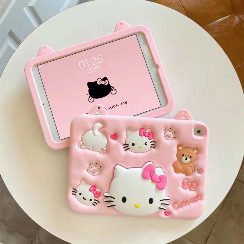 Cartoon Silicone Child Protective Cover for iPad 10.2 with Adjustable Stand Cover, Cute Cartoon Design Shockproof Silicone Case