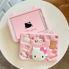 Cartoon Silicone Child Protective Cover for iPad 9.7 with Adjustable Stand Cover, Cute Cartoon Design Shockproof Silicone Case