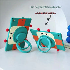 Cartoon Silicone Child Protective Cover for iPad 9.7 with Adjustable Stand Cover, Cute Cartoon Design Shockproof Silicone Case