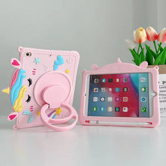 Cartoon Silicone Child Protective Cover for iPad 10.2 with Adjustable Stand Cover, Cute Cartoon Design Shockproof Silicone Case