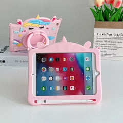 Cartoon Silicone Child Protective Cover for iPad 10.2 with Adjustable Stand Cover, Cute Cartoon Design Shockproof Silicone Case