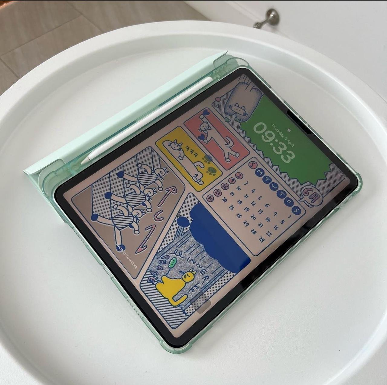 Light Green PU Leather Finish Foldable Flip Case for iPad 10.2