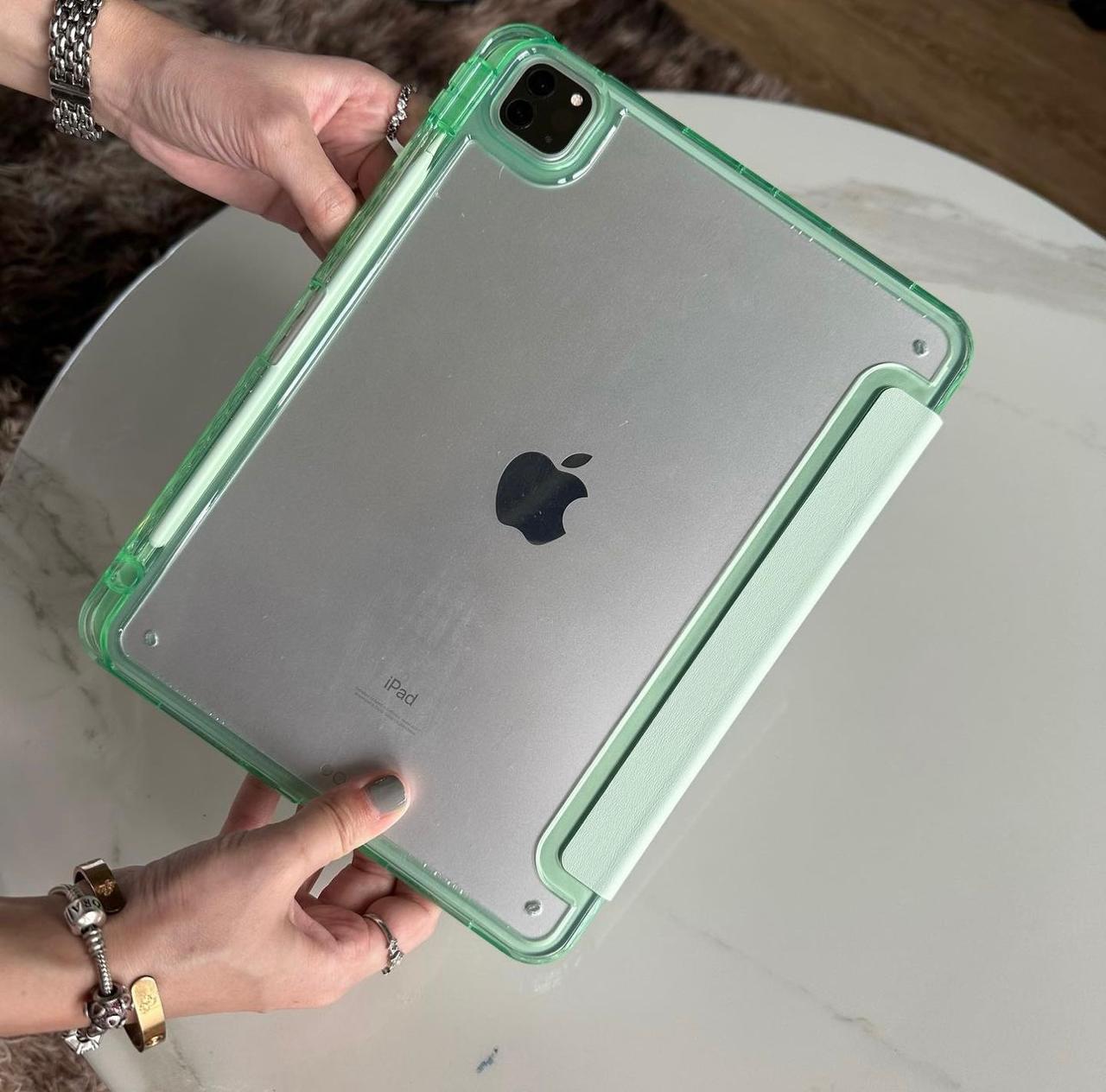 Light Green PU Leather Finish Foldable Flip Case for iPad 10.2