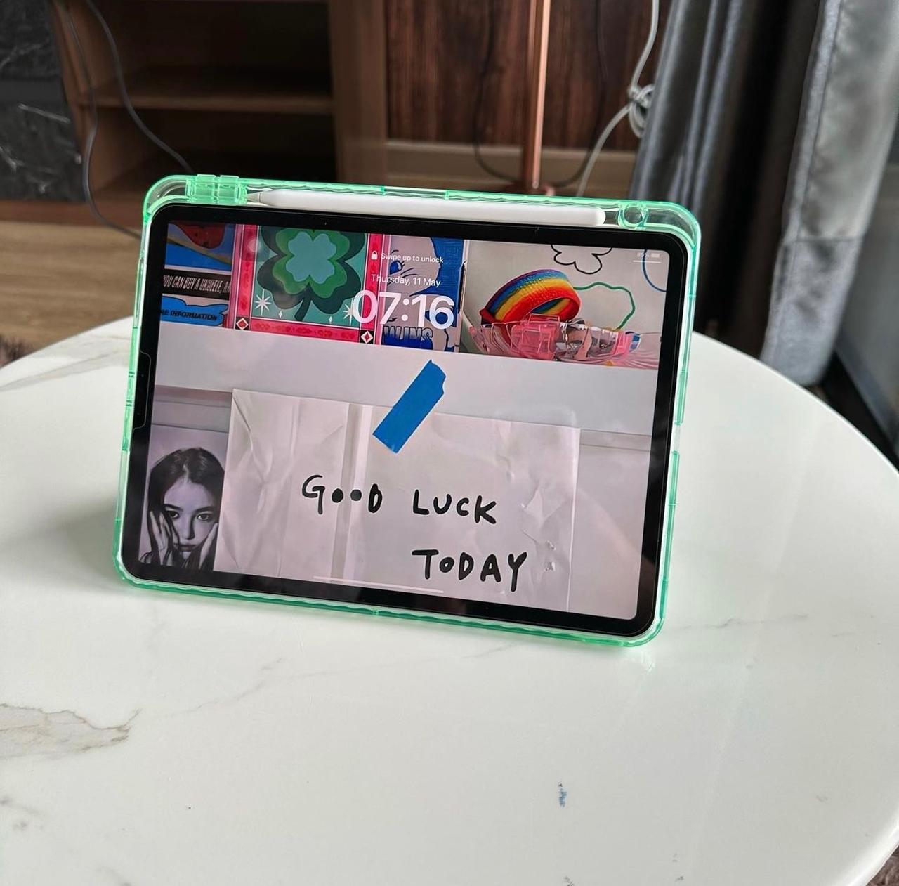 Light Green PU Leather Finish Foldable Flip Case for iPad 10.2