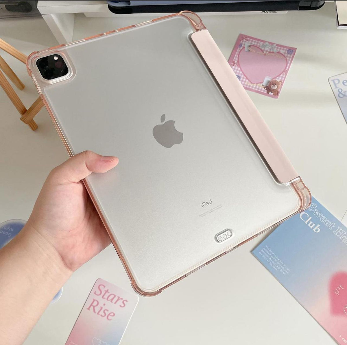 Light Pink PU Leather Finish Foldable Flip Case for iPad 10.9(Air4 & Air5)/ Pro 11 inches