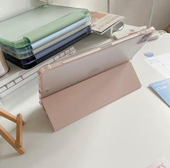 Light Pink PU Leather Finish Foldable Flip Case for iPad 10.9(Air4 & Air5)/ Pro 11 inches