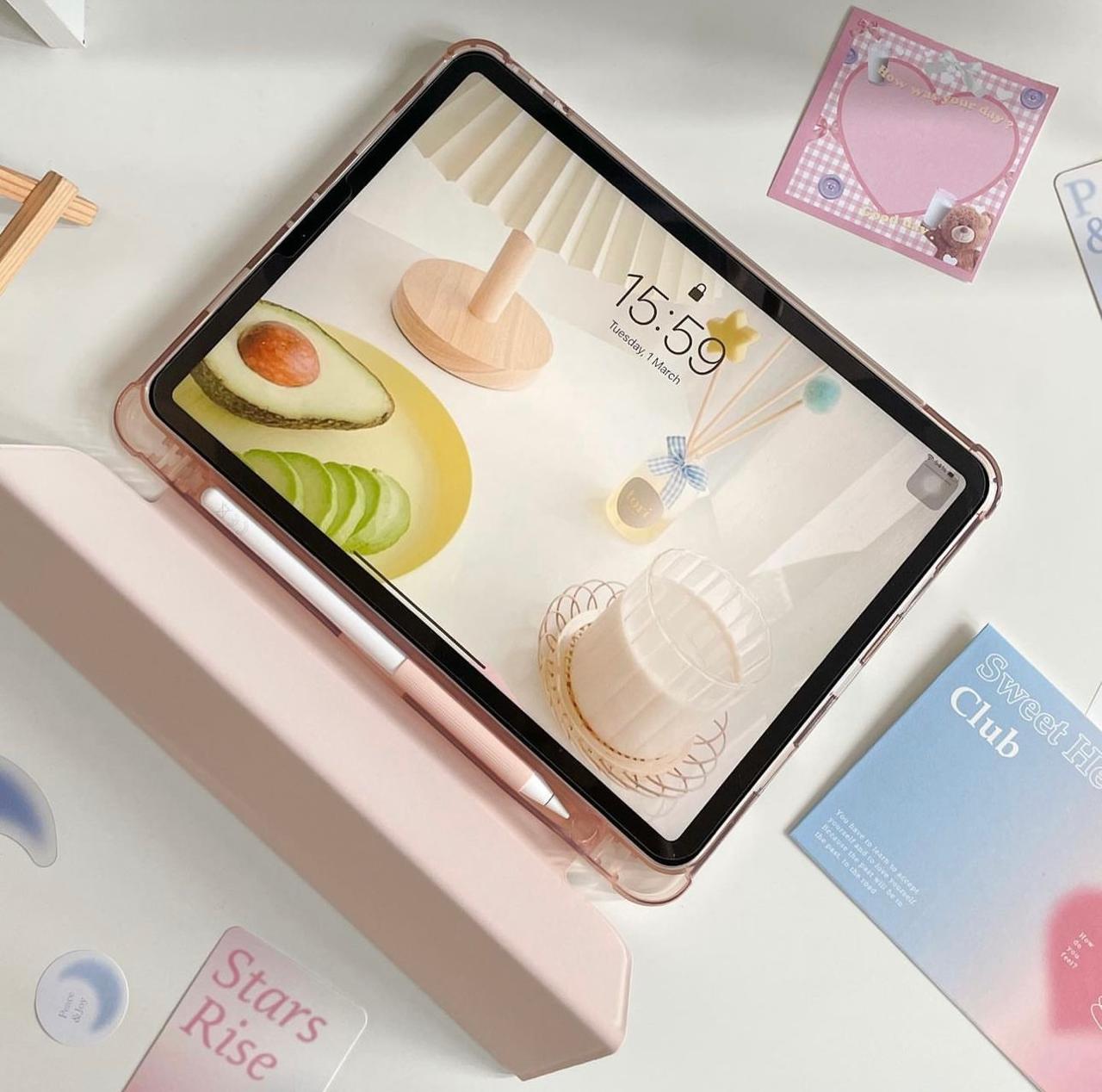 Light Pink PU Leather Finish Foldable Flip Case for iPad 10.2