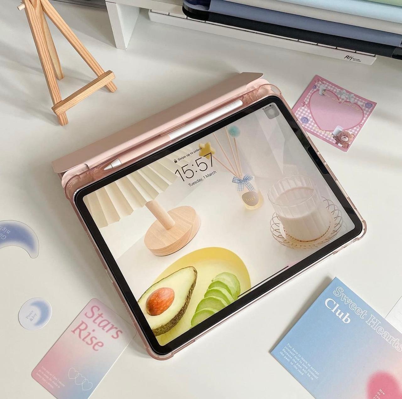 Light Pink PU Leather Finish Foldable Flip Case for iPad 10.9(Air4 & Air5)/ Pro 11 inches