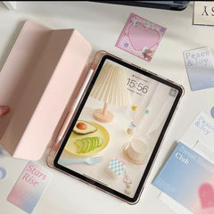 Light Pink PU Leather Finish Foldable Flip Case for iPad 10.9(Air4 & Air5)/ Pro 11 inches