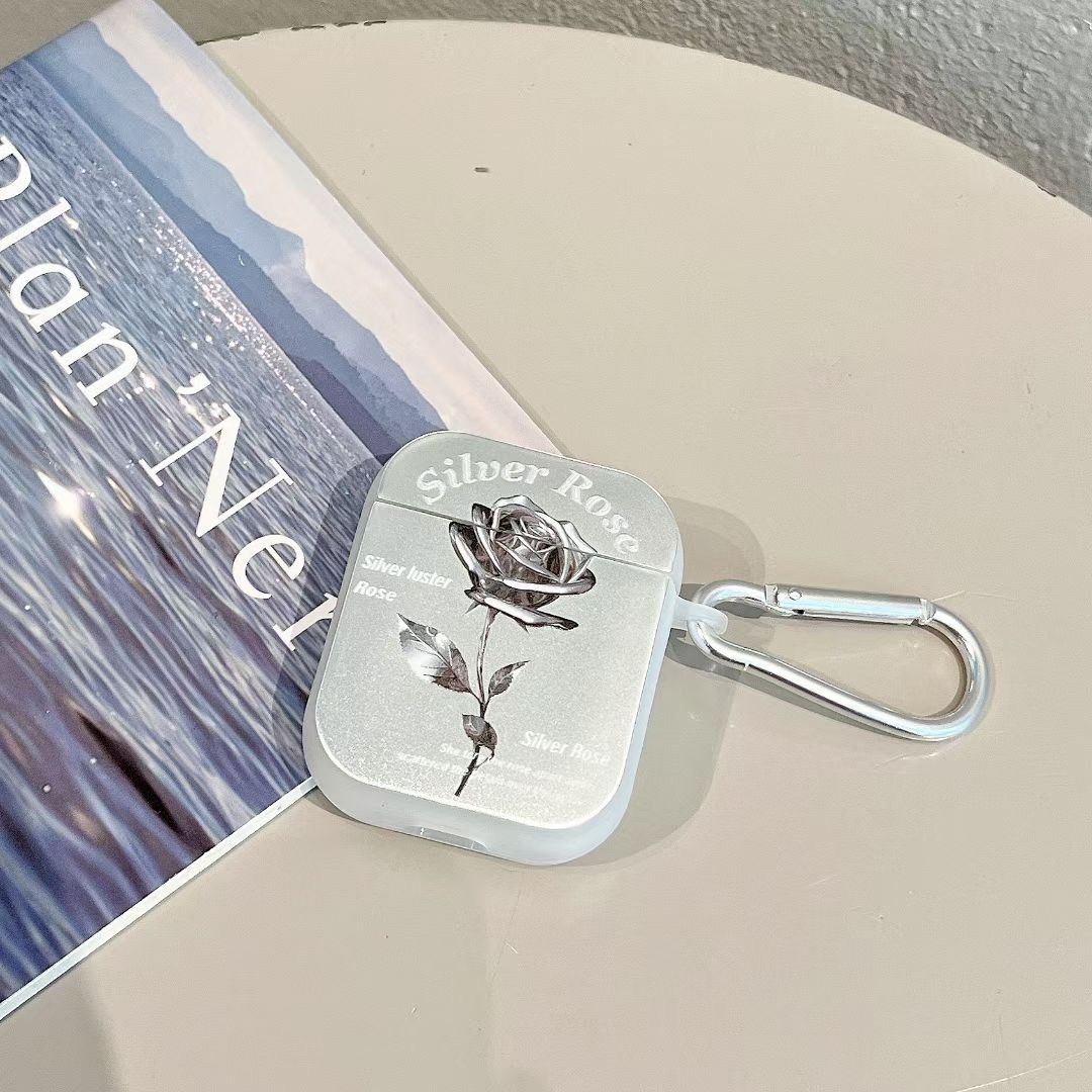 Rose Silver Chrome Designer Silicon Case for Airpods 1&2