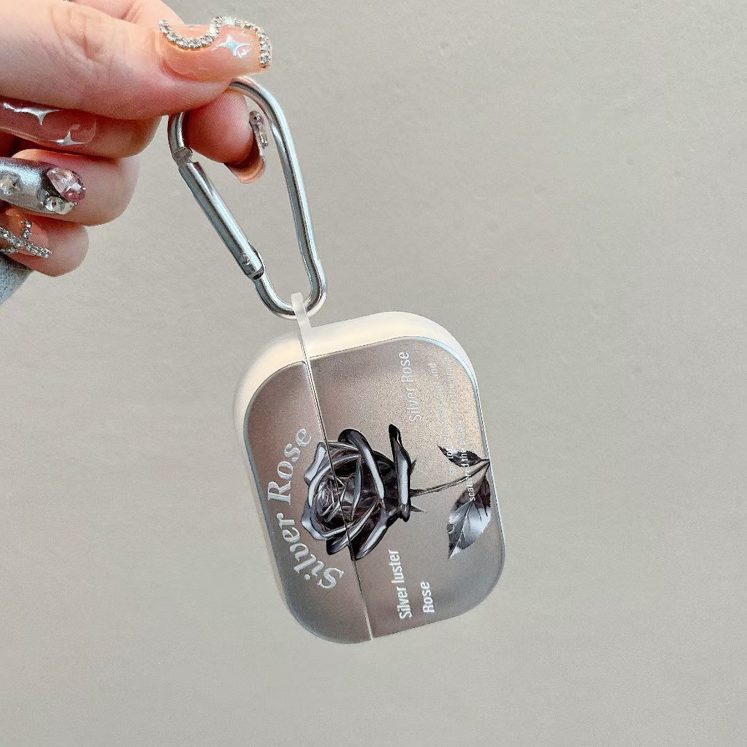 Rose Silver Chrome Designer Silicon Case for Airpods 3