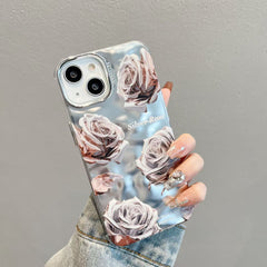 Rose Silver Chrome Designer Silicon Case for iPhone 15 Plus