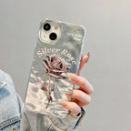 Protective Apple iPhone Back Cover - Rose Silver Chrome Designer Silicon Case for iPhone 14 Pro - Style 2