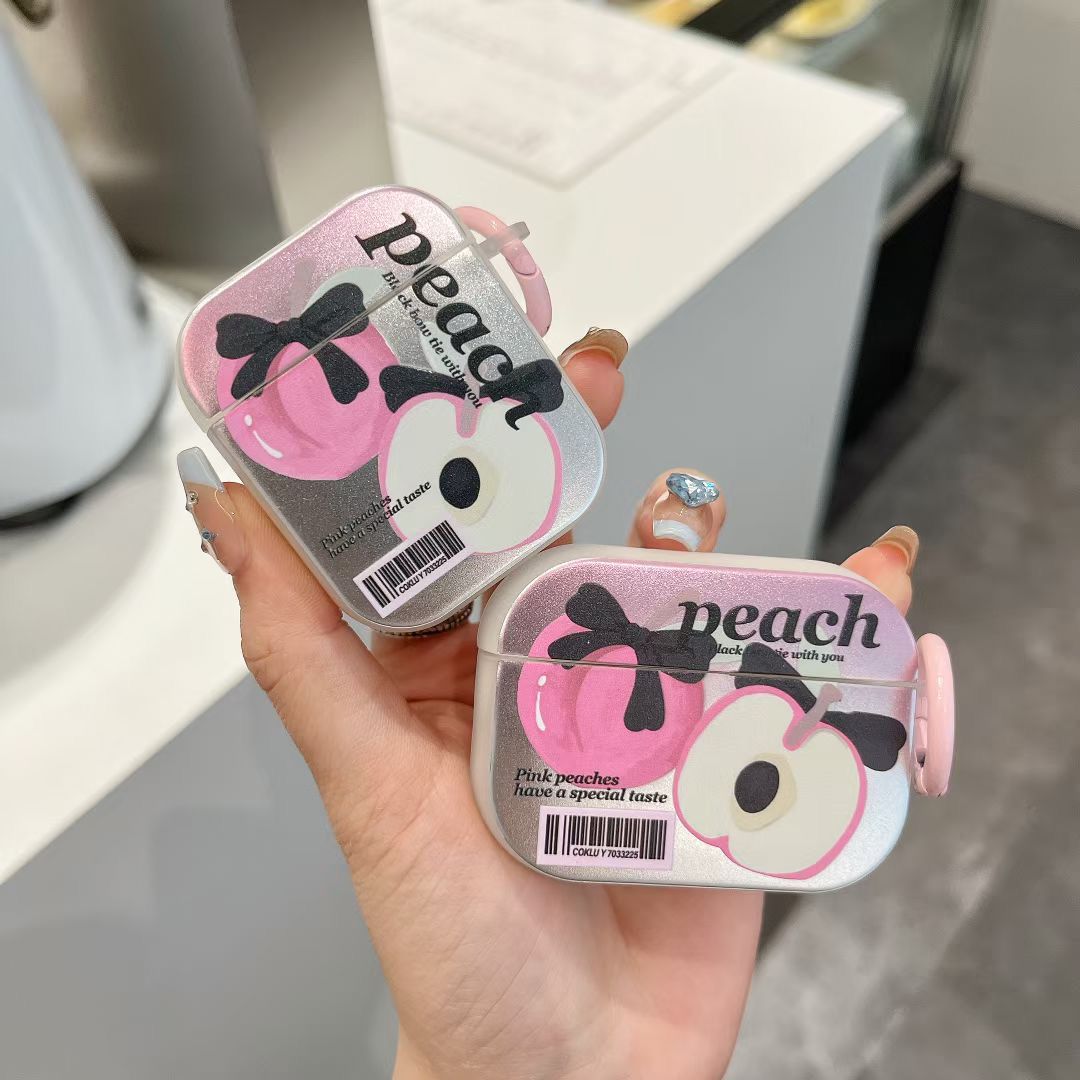 Peach Silver Chrome Designer Silicon Case for Airpods 3