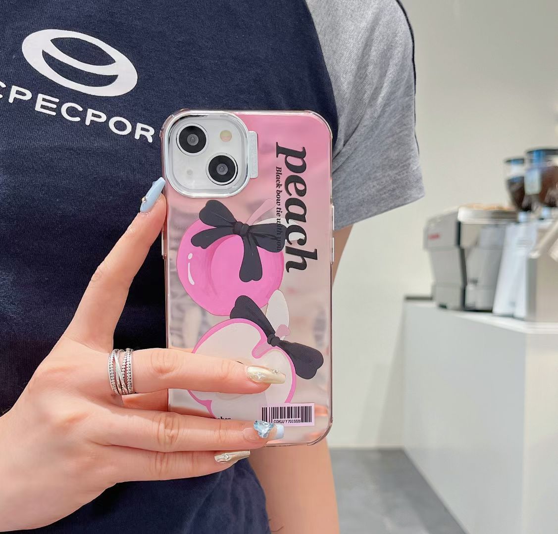 Peach Silver Chrome Designer Silicon Case for iPhone 14 Pro Max