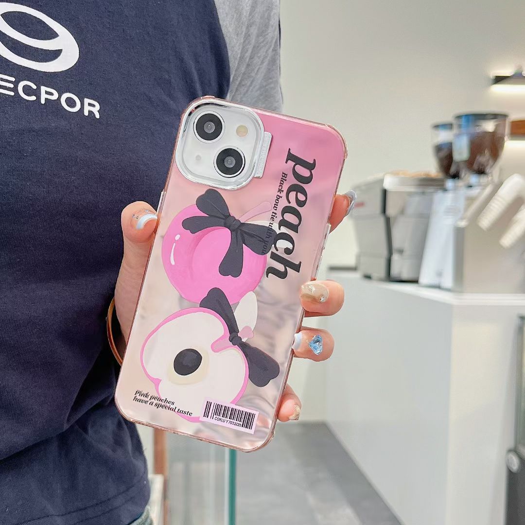 Peach Silver Chrome Designer Silicon Case for iPhone 14 Pro