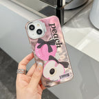 Protective Apple iPhone Back Cover - Peach Silver Chrome Designer Silicon Case for iPhone 14 Pro - Style 4