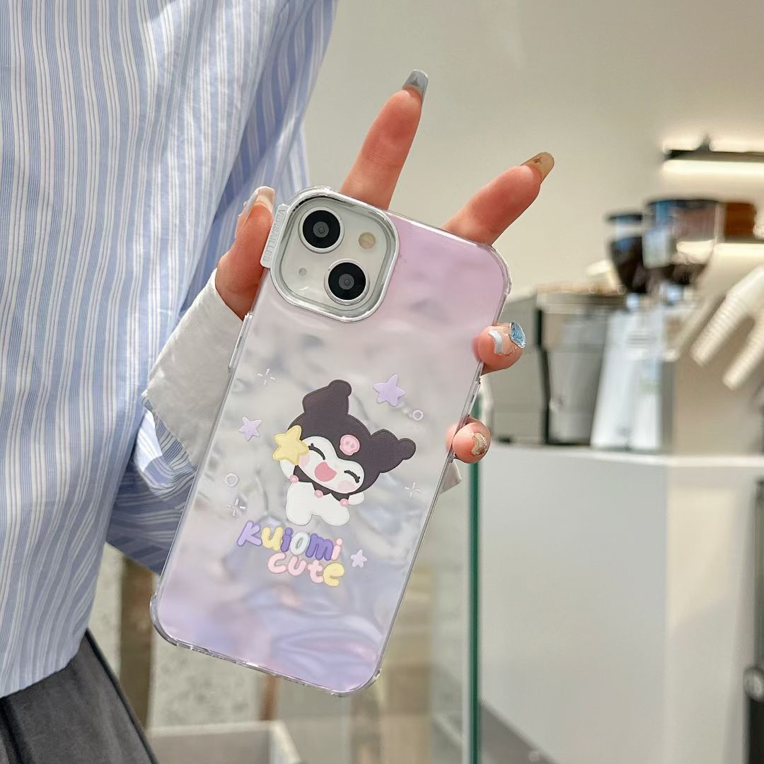 Kuromi Cute Silver Chrome Designer Silicon Case for iPhone 15 Pro Max