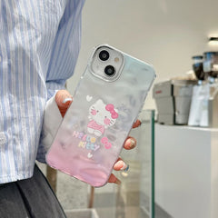 Kitty Silver Chrome Designer Silicon Case for iPhone 15 Plus
