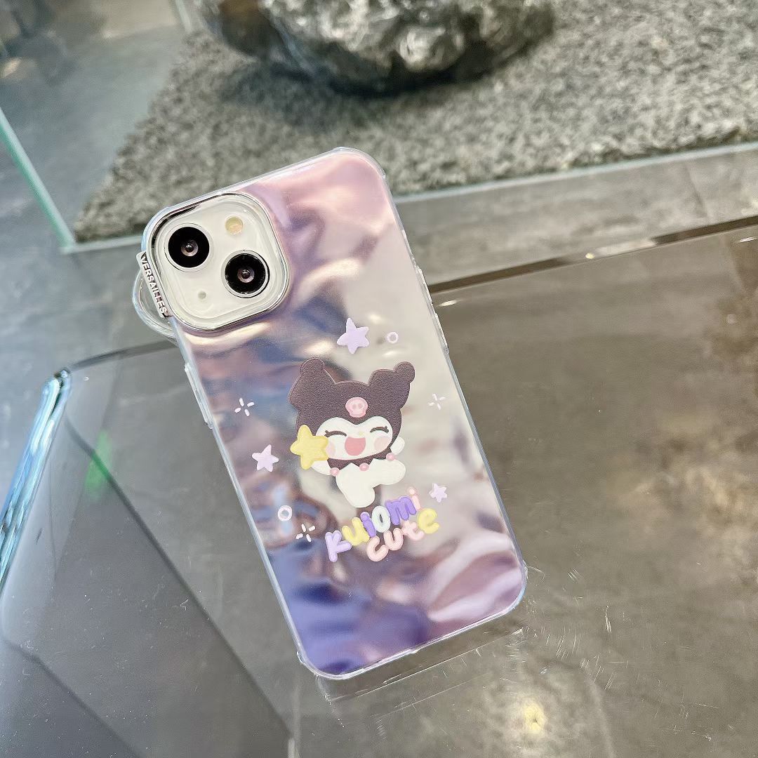 Kuromi Cute Silver Chrome Designer Silicon Case for iPhone 15 Plus