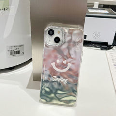 Smiling Silver Chrome Designer Silicon Case for iPhone 15 Plus