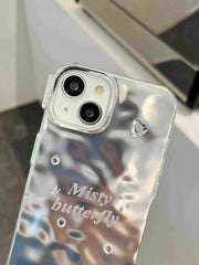 Misty Butterfly  Chrome Designer Silicon Case for iPhone 15 Plus