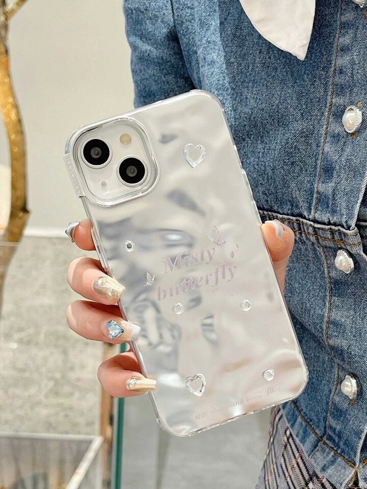 Misty Butterfly  Chrome Designer Silicon Case for iPhone 15 Plus